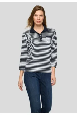 RABE Polo-Shirt pazifik gestreift 3/4-Arm