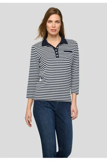 RABE Polo-Shirt pazifik gestreift 3/4-Arm