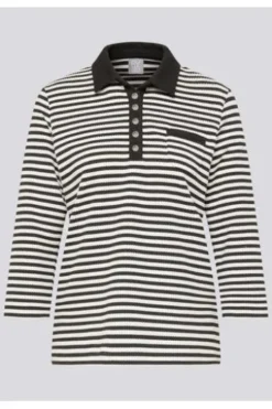 RABE Polo-Shirt schwarz gestreift 3/4-Arm