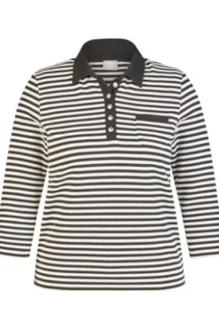 RABE Polo-Shirt schwarz gestreift 3/4-Arm