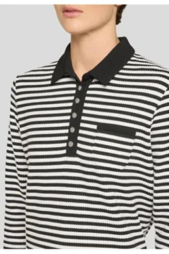 RABE Polo-Shirt schwarz gestreift 3/4-Arm