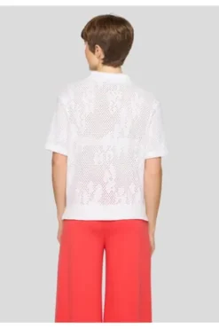 RABE Polo-Shirt weiß im Ajour-Strick