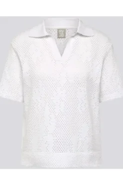RABE Polo-Shirt weiß im Ajour-Strick