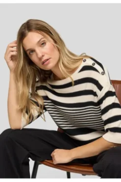 RABE Pullover alabaster gestreift Kurzarm