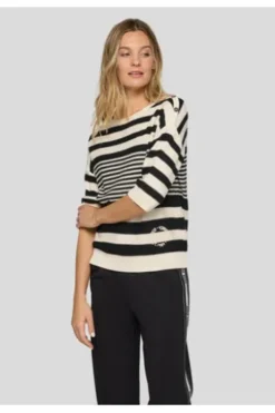 RABE Pullover alabaster gestreift Kurzarm