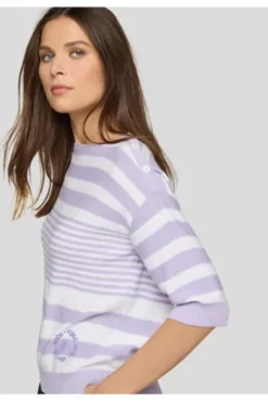 RABE Pullover flieder gestreift Kurzarm