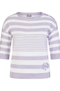 RABE Pullover flieder gestreift Kurzarm