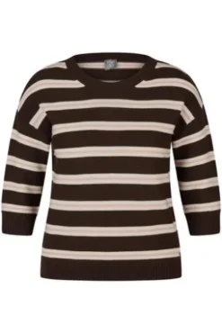 RABE Pullover mokka gestreift 3/4-Arm