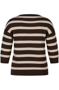 RABE Pullover mokka gestreift 3/4-Arm