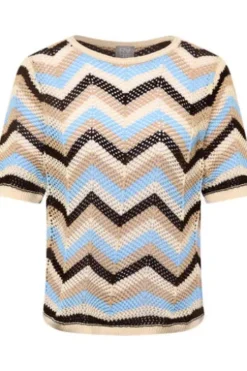 RABE Pullover ozean gemustert Kurzarm