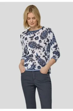 RABE Pullover pazifik geblümt 3/4-Arm