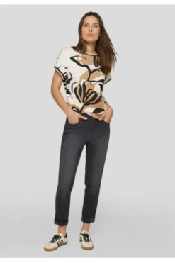 RABE Shirt alabaster gemustert Kurzarm