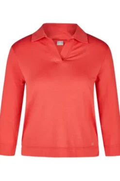 RABE Shirt koralle 3/4-Arm mit Polokragen