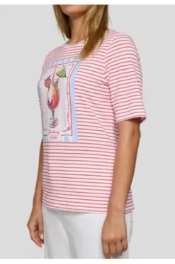 RABE Shirt koralle gestreift mit Frontprint