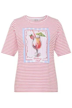RABE Shirt koralle gestreift mit Frontprint