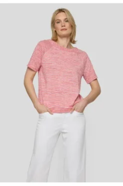 RABE Shirt koralle gestreift im soften Feinstrick