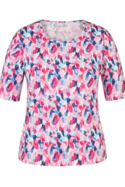 RABE Shirt magenta gemustert Kurzarm