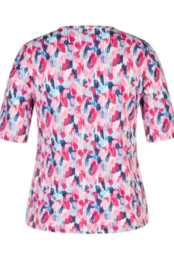 RABE Shirt magenta gemustert Kurzarm