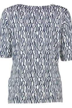 RABE Shirt marine/weiß gemustert Kurzarm