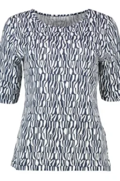 RABE Shirt marine/weiß gemustert Kurzarm