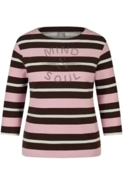 RABE Shirt mokka gestreift 3/4-Arm