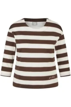 RABE Shirt mokka gestreift 3/4-Arm