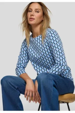 RABE Shirt pastellblau gemustert 3/4-Arm