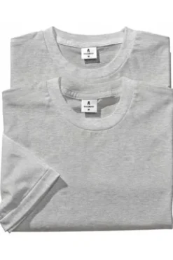 RAGMAN Doppelpack Rundhals-T-Shirt classic grau meliert Regular Fit