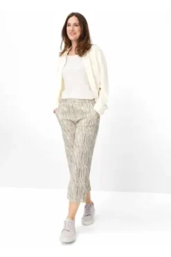 RAPHAELA BY BRAX 6/8 Culotte-Hose Pam ecru gemustert Wide Fit im Animal-Dessin