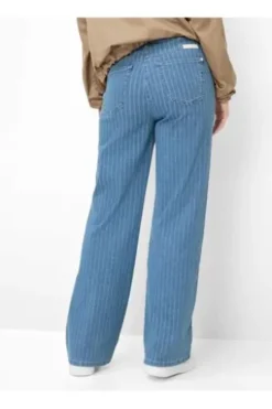 RAPHAELA BY BRAX Jeans Laura Flared bleached hellblau gestreift Slim Fit mit Magic-Dehnbund
