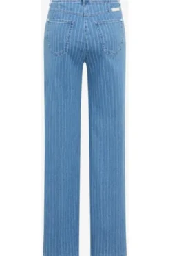 RAPHAELA BY BRAX Jeans Laura Flared bleached hellblau gestreift Slim Fit mit Magic-Dehnbund