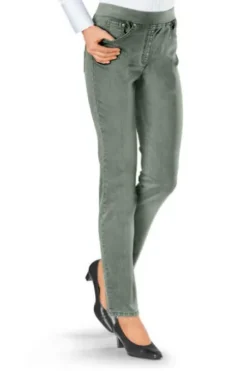 RAPHAELA BY BRAX Jeans Pamina khaki in Schlupfform mit Reißverschlussoptik