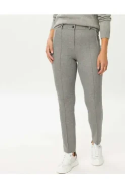 RAPHAELA BY BRAX Jersey-Hose Lillyth hellgrau Slim Fit im Fischgrät-Dessin