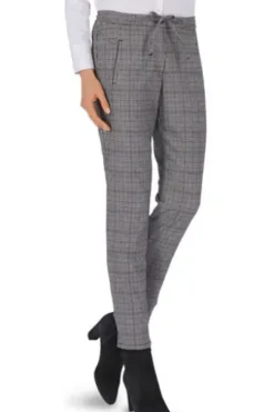 RAPHAELA BY BRAX Karohose Leni schwarz kariert Slim Fit im Baumwoll-Stretch Material