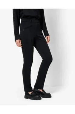 RAPHAELA BY BRAX Thermo-Jersey-Hose Lillyth schwarz mit warmer Fleece-Innenseite