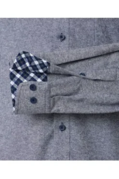 REDMOND Flanell Hemd blau Comfort Fit Langarm