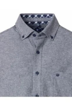 REDMOND Flanell Hemd blau Comfort Fit Langarm