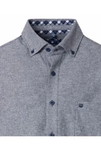 REDMOND Flanell Hemd blau Comfort Fit Langarm
