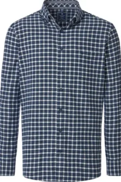 REDMOND Flanell Hemd blau kariert Comfort Fit Langarm