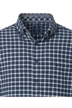 REDMOND Flanell Hemd blau kariert Comfort Fit Langarm