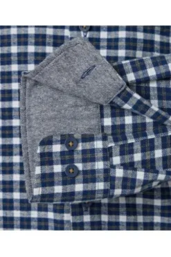 REDMOND Flanell Hemd blau kariert Comfort Fit Langarm