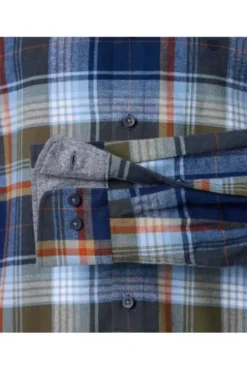 REDMOND Flanell Hemd blau kariert Comfort Fit Langarm