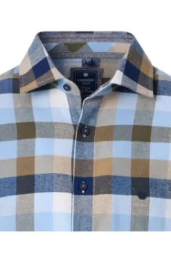 REDMOND Flanell Hemd grün kariert Comfort Fit Langarm