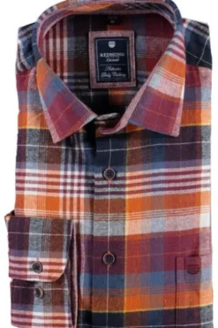 REDMOND Flanell-Hemd kariert Regular Fit Langarm