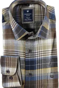 REDMOND Flanell-Hemd kariert Regular Fit Langarm