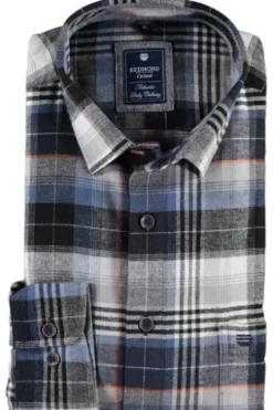 REDMOND Flanell-Hemd kariert Regular Fit Langarm
