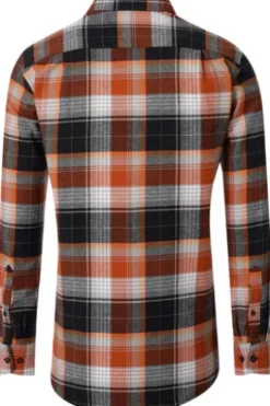 REDMOND Flanell Hemd orange kariert Comfort Fit Langarm