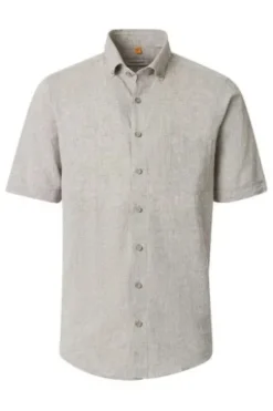 REDMOND Hemd beige Casual Fit Kurzarm