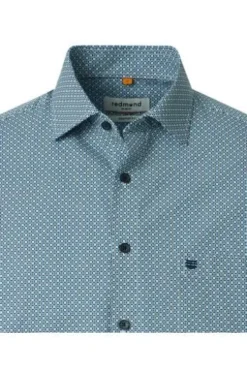 REDMOND Hemd blau gemustert Comfort Fit Kurzarm