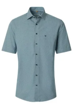 REDMOND Hemd blau gemustert Comfort Fit Kurzarm